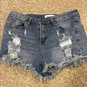 Almost Famous Frayed Hem Blue Jean Shorts